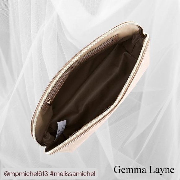 NWT Gemma Layne Gold Vegan Leather Cosmetic Pouch - Picture 2 of 4